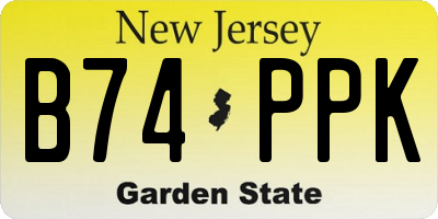 NJ license plate B74PPK