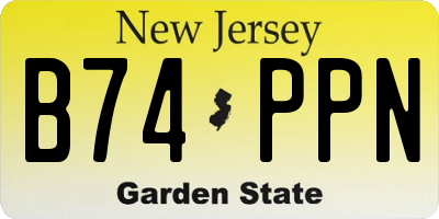 NJ license plate B74PPN