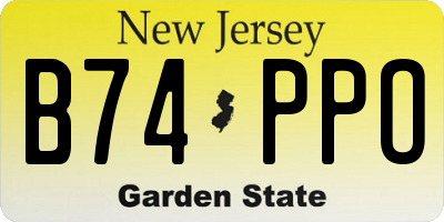 NJ license plate B74PPO