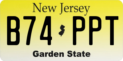 NJ license plate B74PPT