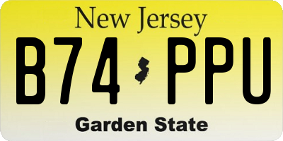 NJ license plate B74PPU