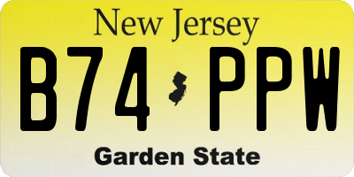 NJ license plate B74PPW