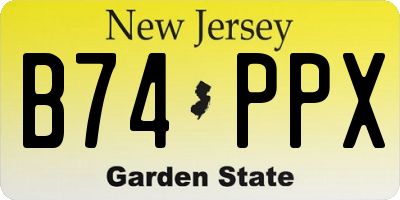 NJ license plate B74PPX