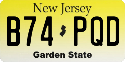 NJ license plate B74PQD