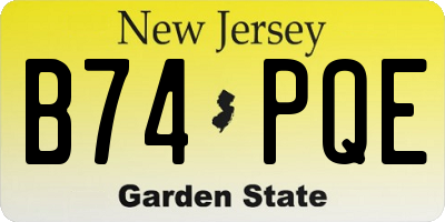 NJ license plate B74PQE