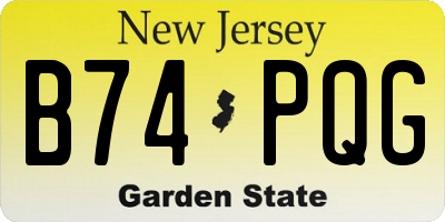 NJ license plate B74PQG