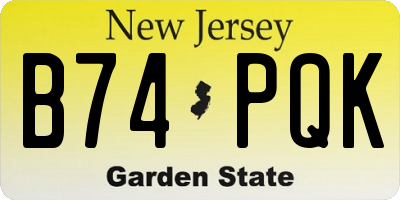 NJ license plate B74PQK