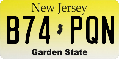NJ license plate B74PQN