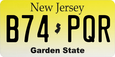 NJ license plate B74PQR