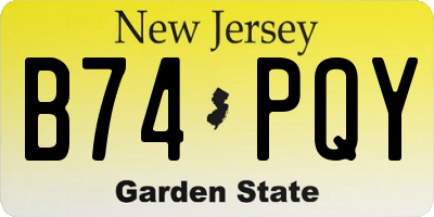 NJ license plate B74PQY