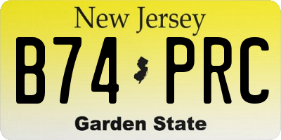NJ license plate B74PRC
