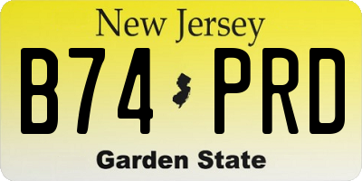 NJ license plate B74PRD