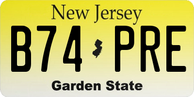 NJ license plate B74PRE