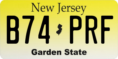 NJ license plate B74PRF