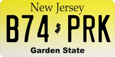 NJ license plate B74PRK