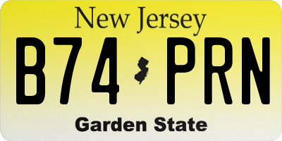 NJ license plate B74PRN
