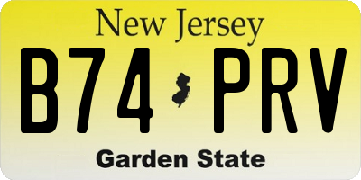 NJ license plate B74PRV