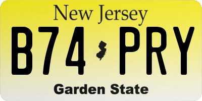 NJ license plate B74PRY