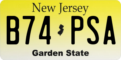 NJ license plate B74PSA