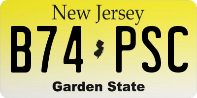 NJ license plate B74PSC