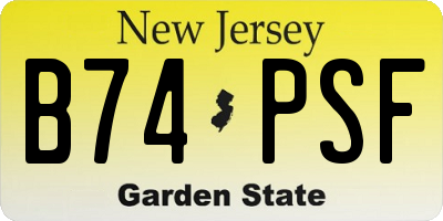 NJ license plate B74PSF