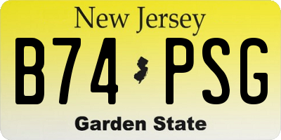 NJ license plate B74PSG
