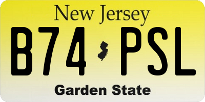 NJ license plate B74PSL