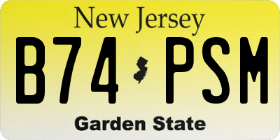 NJ license plate B74PSM