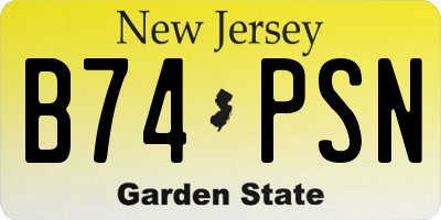NJ license plate B74PSN