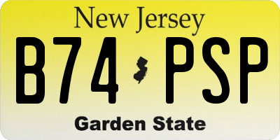 NJ license plate B74PSP