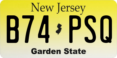 NJ license plate B74PSQ