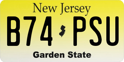 NJ license plate B74PSU