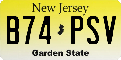 NJ license plate B74PSV