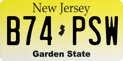 NJ license plate B74PSW