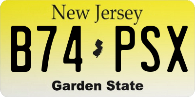 NJ license plate B74PSX
