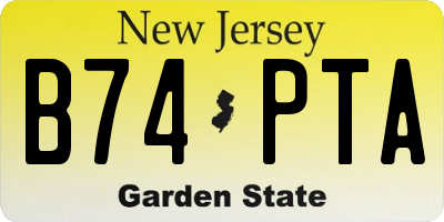 NJ license plate B74PTA