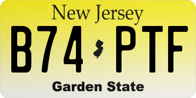 NJ license plate B74PTF