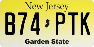 NJ license plate B74PTK