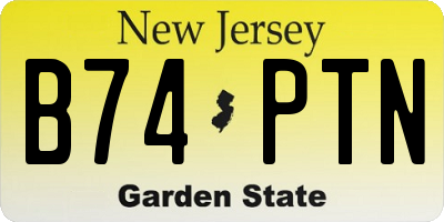 NJ license plate B74PTN