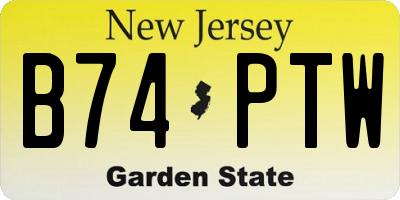 NJ license plate B74PTW