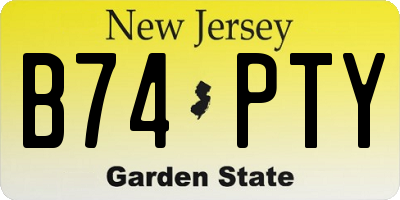 NJ license plate B74PTY