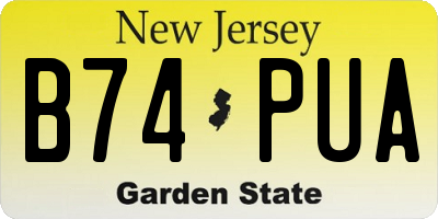 NJ license plate B74PUA