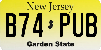 NJ license plate B74PUB