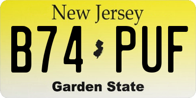 NJ license plate B74PUF