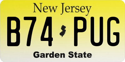 NJ license plate B74PUG
