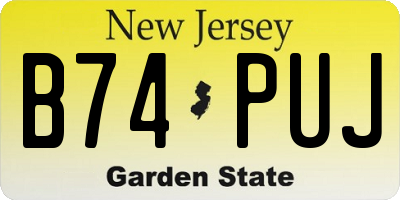 NJ license plate B74PUJ
