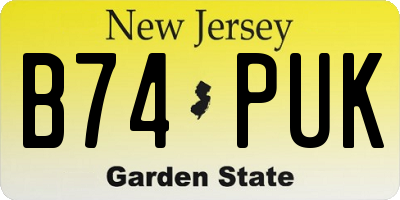 NJ license plate B74PUK