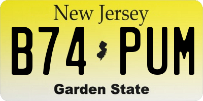 NJ license plate B74PUM