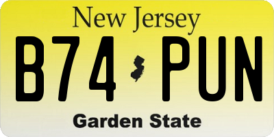 NJ license plate B74PUN