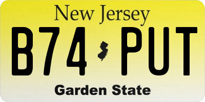 NJ license plate B74PUT